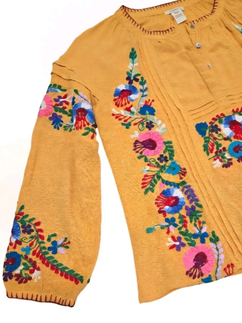 Sundance Fabled Flower Vibrant Bohemian Embroidered Peasant Top Festival size M - Picture 7 of 12